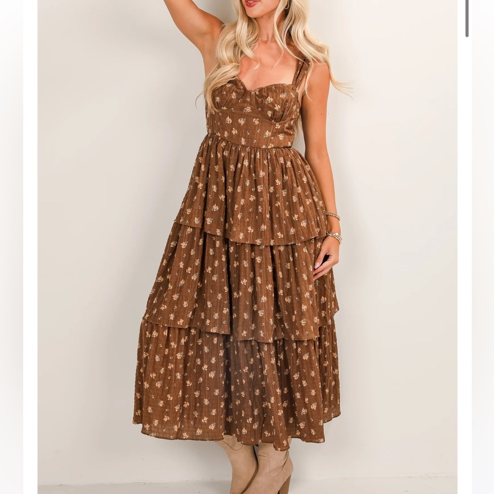 Brown Tiered Maxi Dress